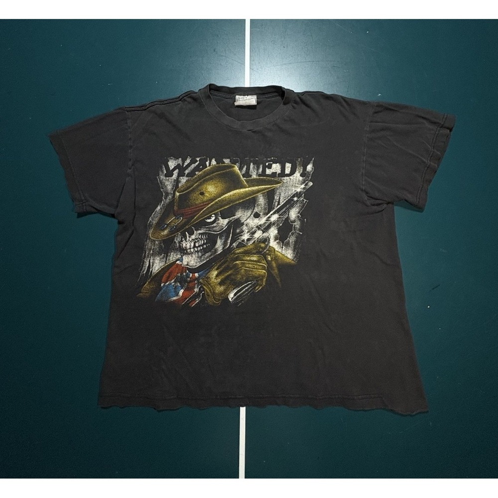 Vintage 90s American Thunder Gunslinger T‎ Shirt Boxy Medium Faded Black Rare